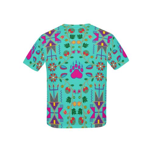 Geometric Floral Fall-Sky All Over Print T-shirt for Kid (USA Size) (Model T40) All Over Print T-shirt for Kid (T40) e-joyer