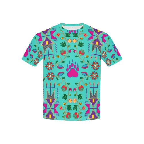 Geometric Floral Fall-Sky All Over Print T-shirt for Kid (USA Size) (Model T40) All Over Print T-shirt for Kid (T40) e-joyer