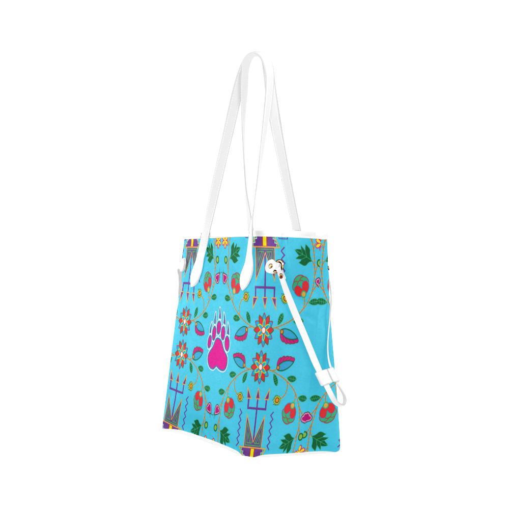 Geometric Floral Fall - Sky Blue Clover Canvas Tote Bag (Model 1661) Clover Canvas Tote Bag (1661) e-joyer
