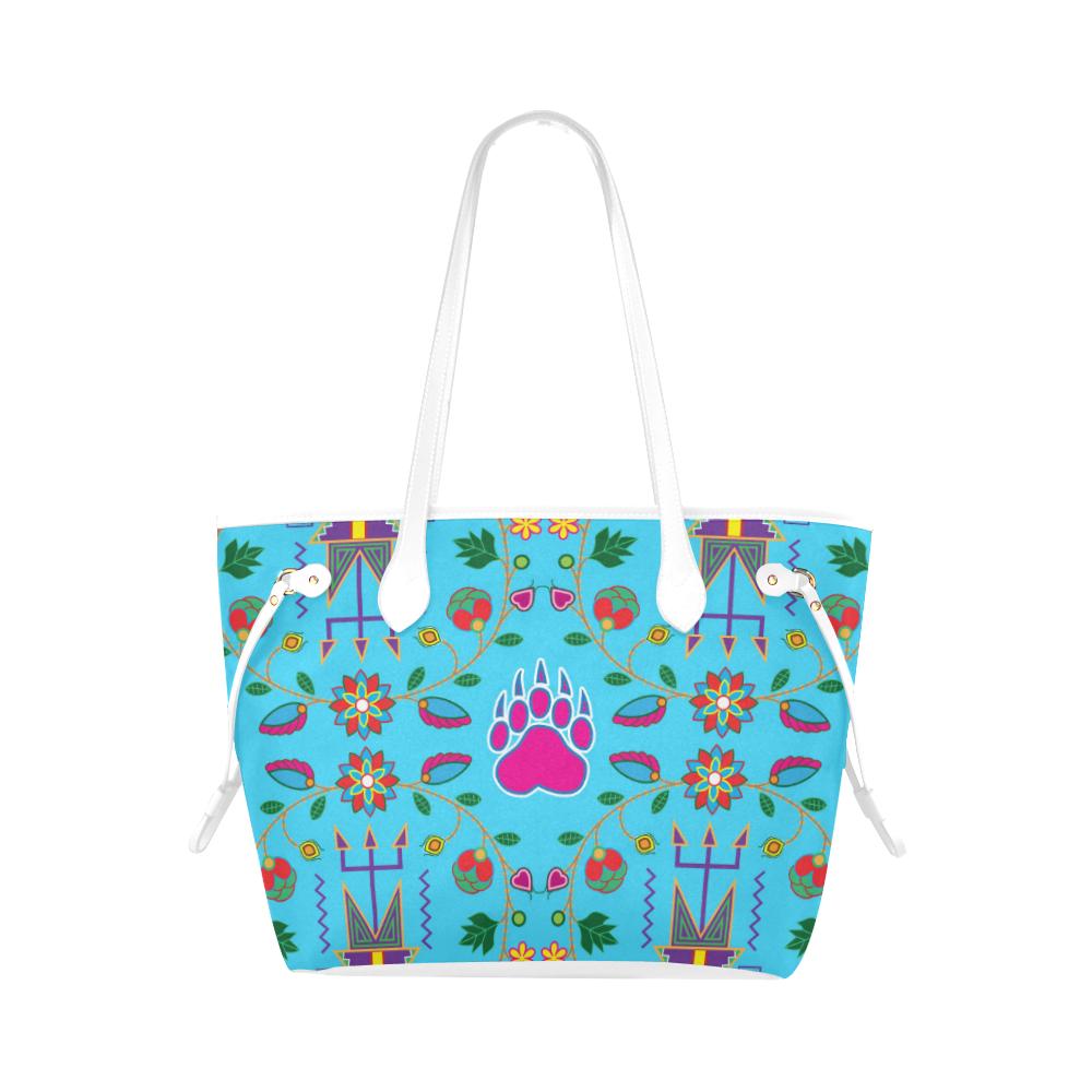 Geometric Floral Fall - Sky Blue Clover Canvas Tote Bag (Model 1661) Clover Canvas Tote Bag (1661) e-joyer