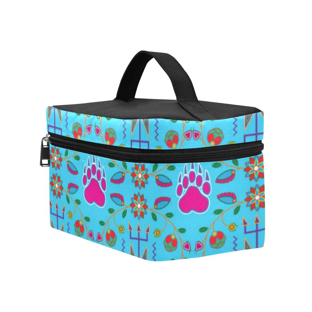 Geometric Floral Fall - Sky Blue Cosmetic Bag/Large (Model 1658) Cosmetic Bag e-joyer
