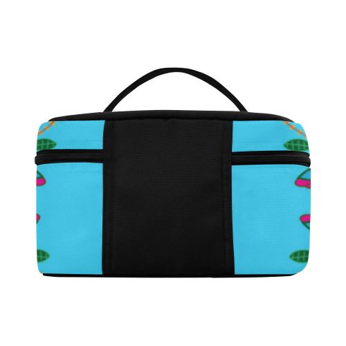 Geometric Floral Fall-Sky Blue Cosmetic Bag/Large (Model 1658) Cosmetic Bag e-joyer