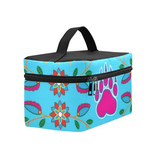 Geometric Floral Fall-Sky Blue Cosmetic Bag/Large (Model 1658) Cosmetic Bag e-joyer