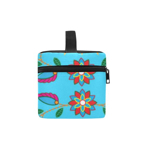 Geometric Floral Fall-Sky Blue Cosmetic Bag/Large (Model 1658) Cosmetic Bag e-joyer