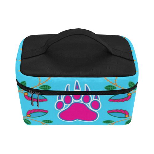 Geometric Floral Fall-Sky Blue Cosmetic Bag/Large (Model 1658) Cosmetic Bag e-joyer