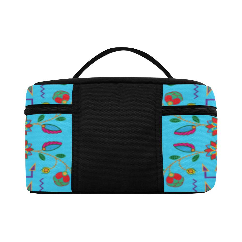 Geometric Floral Fall - Sky Blue Cosmetic Bag/Large (Model 1658) Cosmetic Bag e-joyer