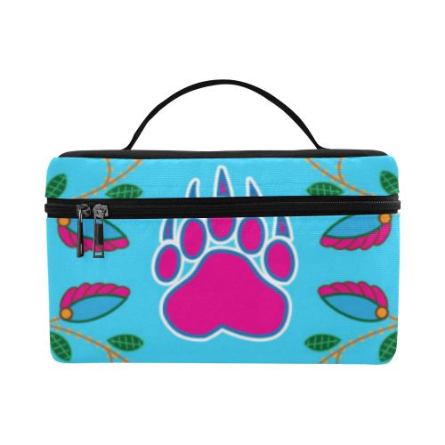 Geometric Floral Fall-Sky Blue Cosmetic Bag/Large (Model 1658) Cosmetic Bag e-joyer