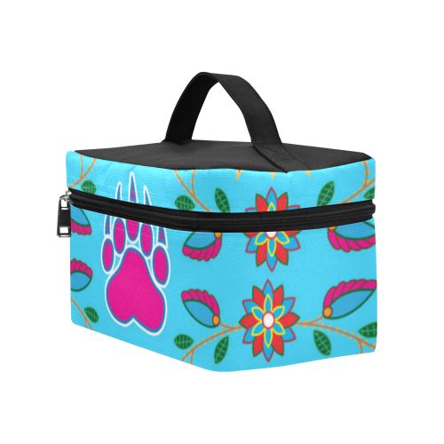 Geometric Floral Fall-Sky Blue Cosmetic Bag/Large (Model 1658) Cosmetic Bag e-joyer