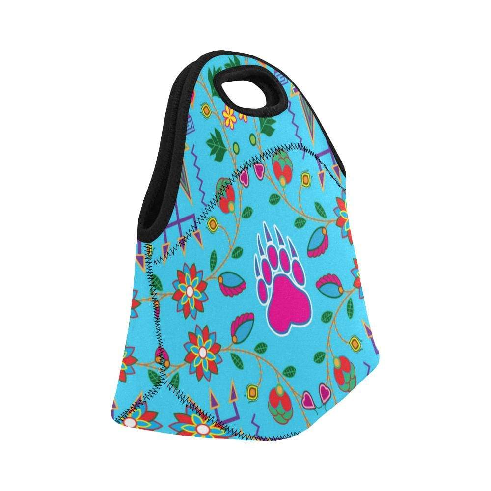 Geometric Floral Fall-Sky Blue Neoprene Lunch Bag/Small (Model 1669) Neoprene Lunch Bag/Small (1669) e-joyer