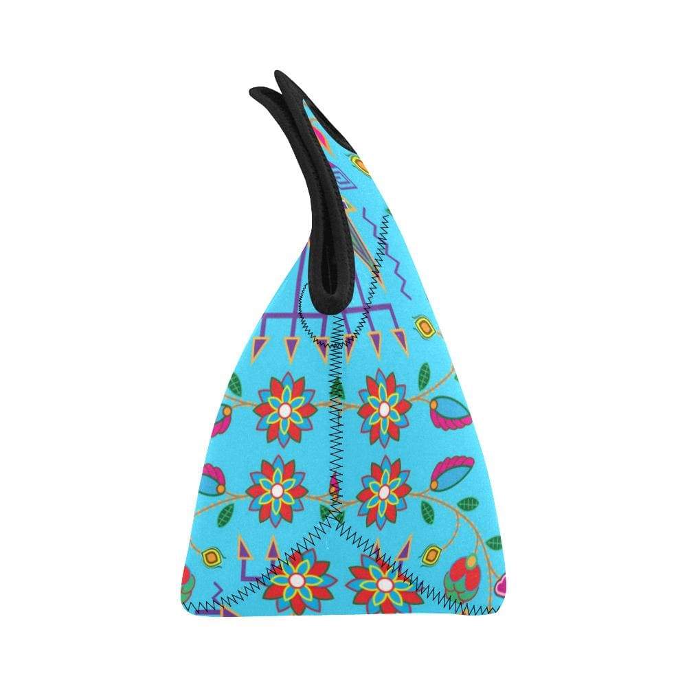 Geometric Floral Fall-Sky Blue Neoprene Lunch Bag/Small (Model 1669) Neoprene Lunch Bag/Small (1669) e-joyer