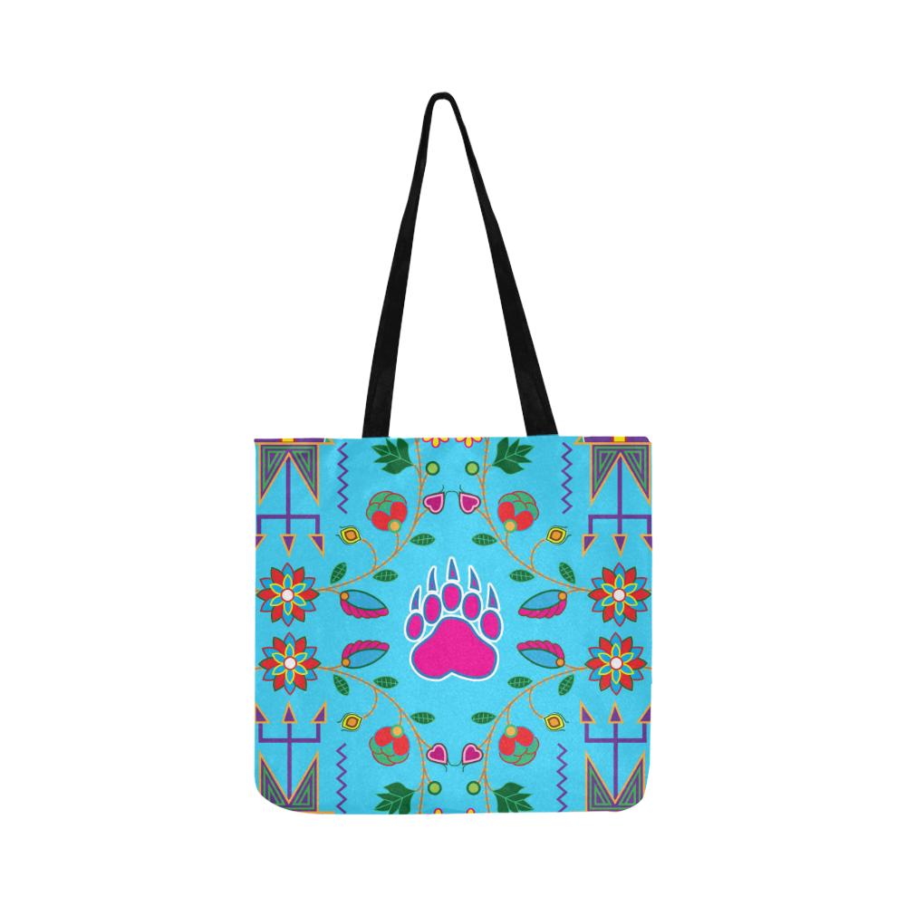 Geometric Floral Fall-Sky Blue Reusable Shopping Bag Model 1660 (Two sides) Shopping Tote Bag (1660) e-joyer