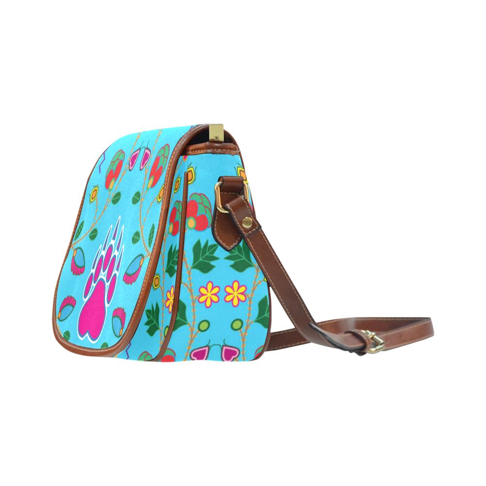 Geometric Floral Fall - Sky Blue Saddle Bag/Small (Model 1649) Full Customization Saddle Bag/Small (Full Customization) e-joyer