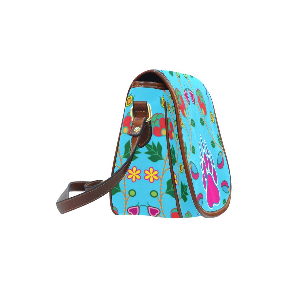 Geometric Floral Fall - Sky Blue Saddle Bag/Small (Model 1649) Full Customization Saddle Bag/Small (Full Customization) e-joyer