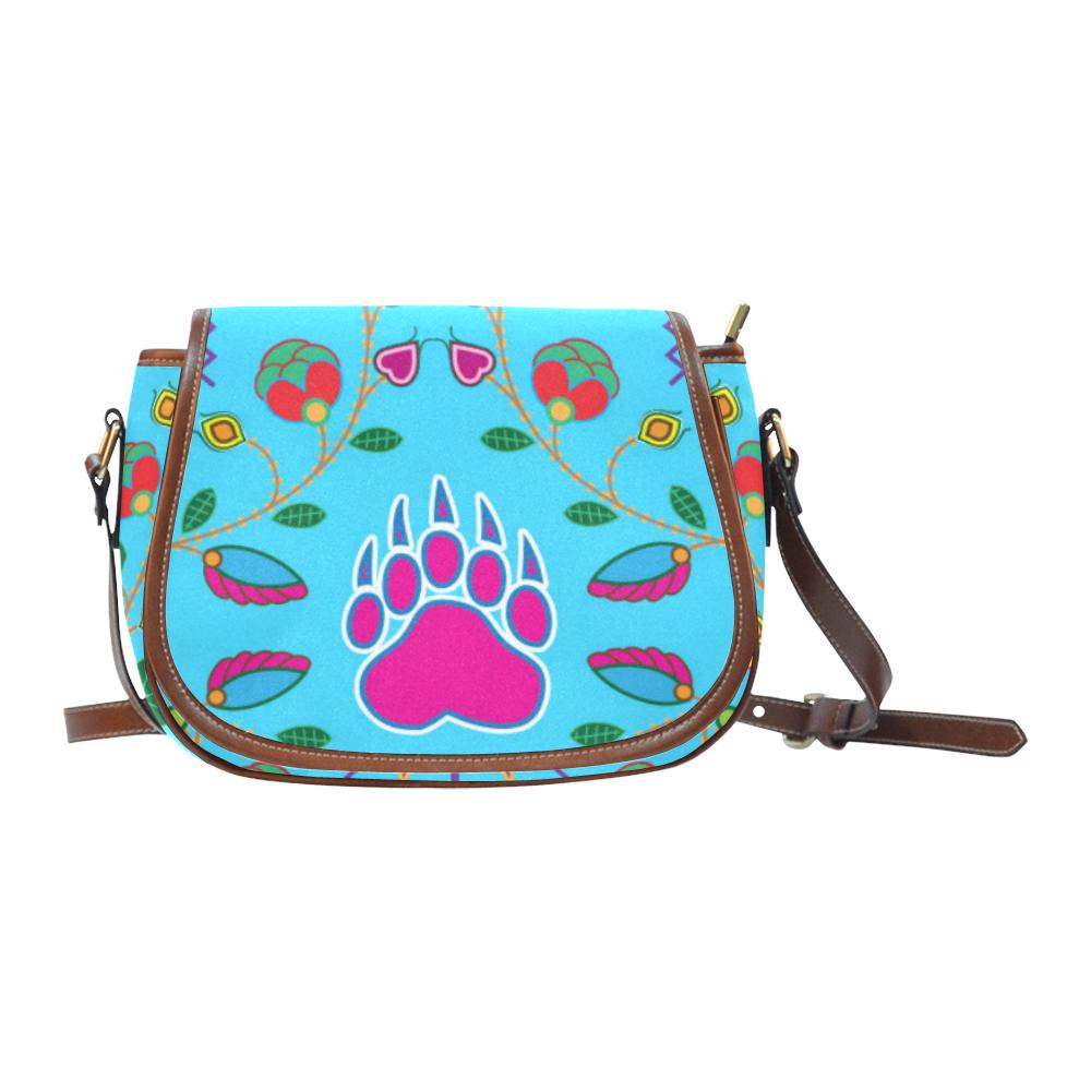 Geometric Floral Fall - Sky Blue Saddle Bag/Small (Model 1649) Full Customization Saddle Bag/Small (Full Customization) e-joyer
