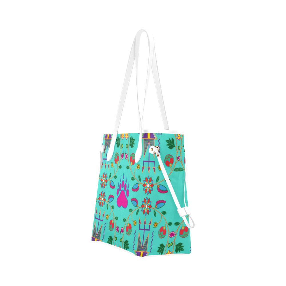 Geometric Floral Fall - Sky Clover Canvas Tote Bag (Model 1661) Clover Canvas Tote Bag (1661) e-joyer