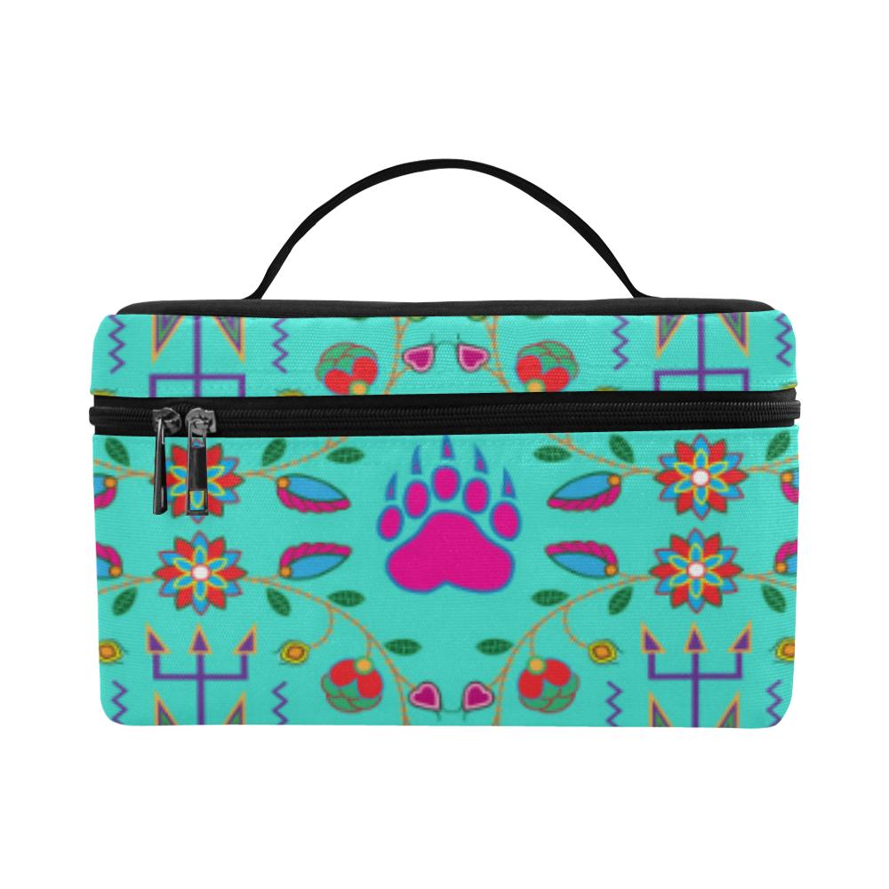 Geometric Floral Fall - Sky Cosmetic Bag/Large (Model 1658) Cosmetic Bag e-joyer