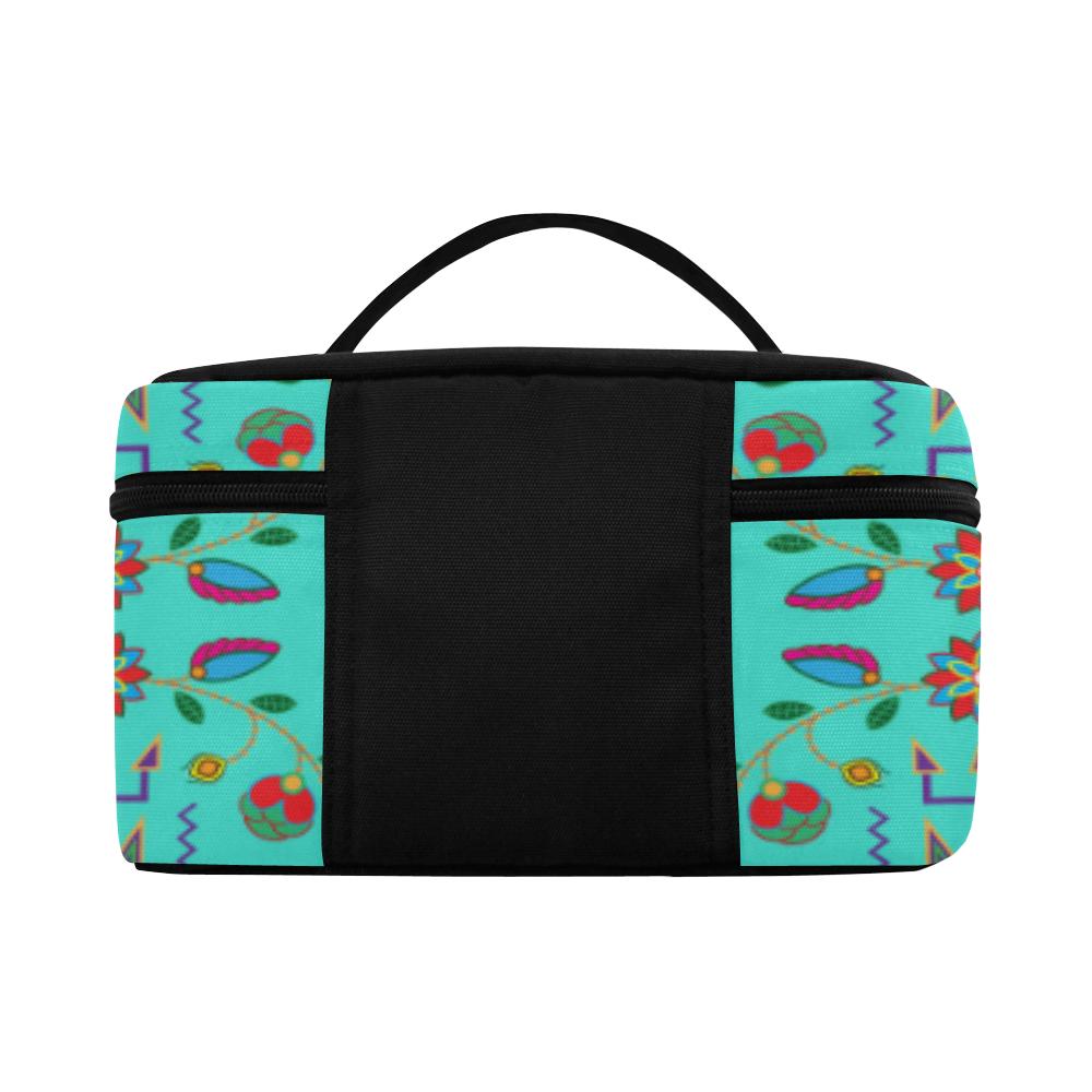 Geometric Floral Fall - Sky Cosmetic Bag/Large (Model 1658) Cosmetic Bag e-joyer