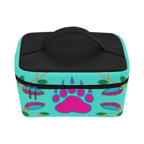 Geometric Floral Fall-Sky Cosmetic Bag/Large (Model 1658) Cosmetic Bag e-joyer