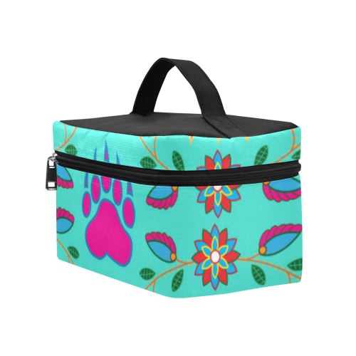 Geometric Floral Fall-Sky Cosmetic Bag/Large (Model 1658) Cosmetic Bag e-joyer