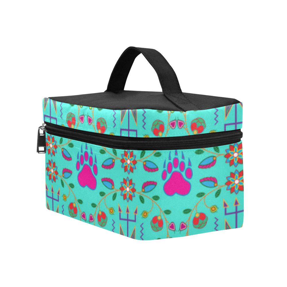 Geometric Floral Fall - Sky Cosmetic Bag/Large (Model 1658) Cosmetic Bag e-joyer