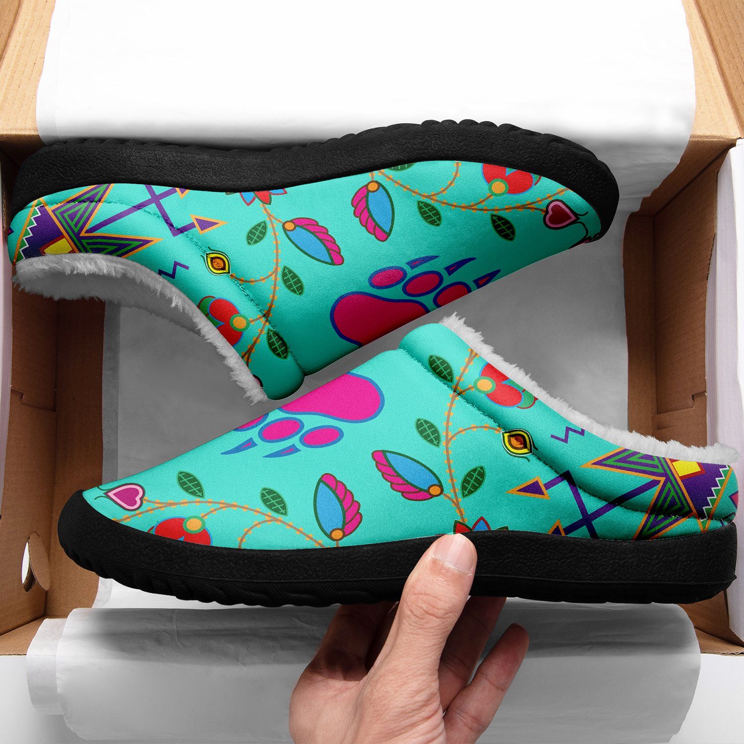 Geometric Floral Fall Sky Ikinnii Indoor Slipper 49 Dzine