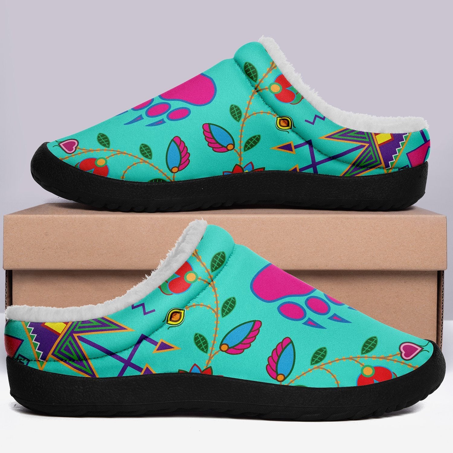 Geometric Floral Fall Sky Ikinnii Indoor Slipper 49 Dzine