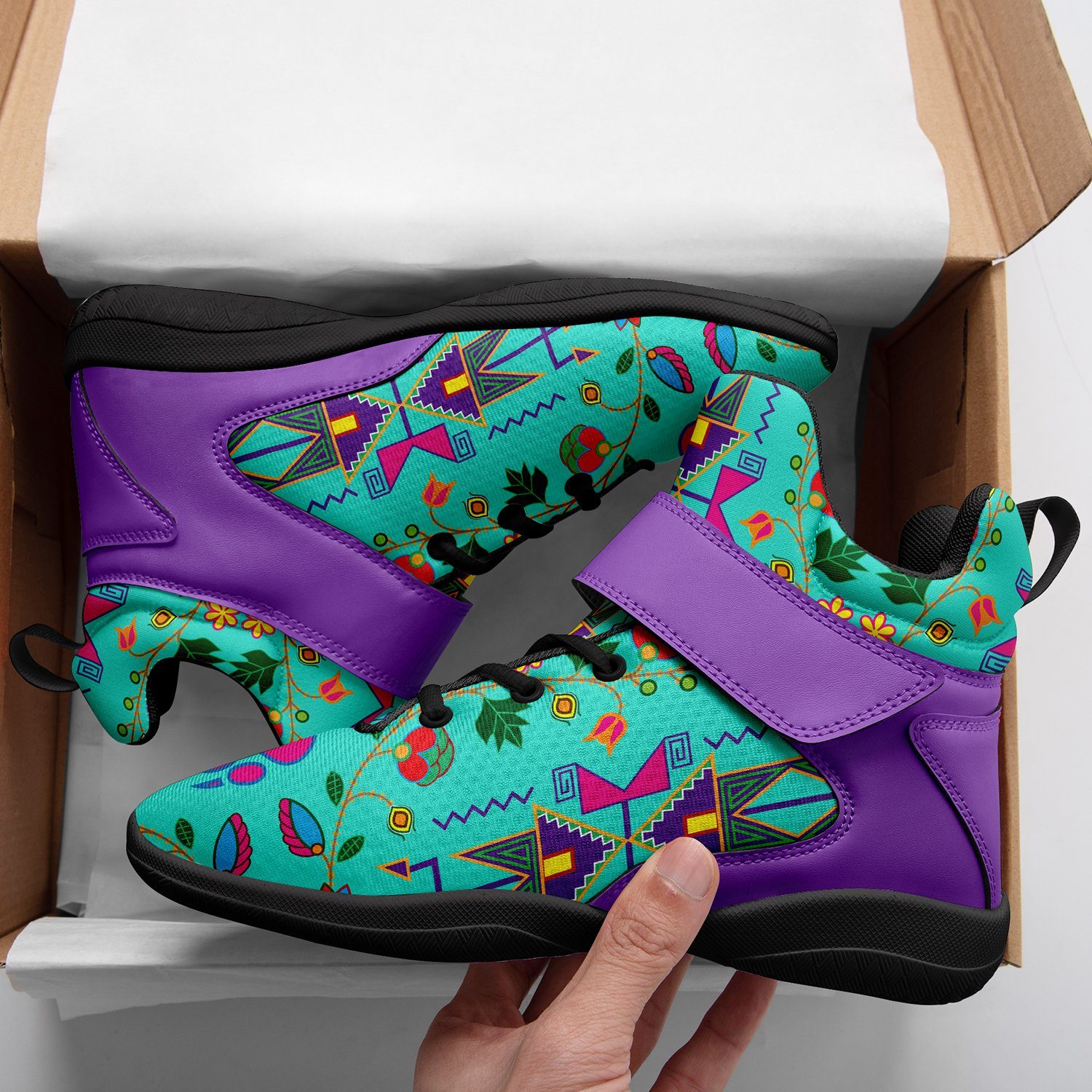 Geometric Floral Fall Sky Ipottaa Basketball / Sport High Top Shoes 49 Dzine