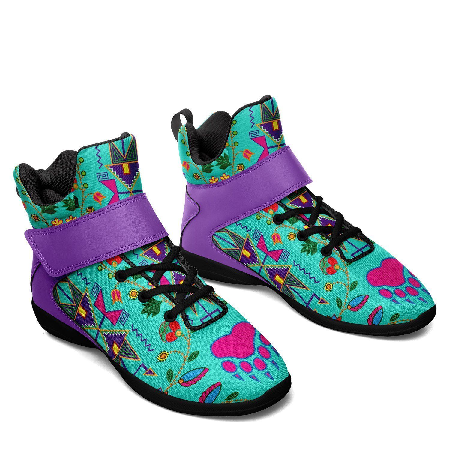 Geometric Floral Fall Sky Ipottaa Basketball / Sport High Top Shoes - Black Sole 49 Dzine