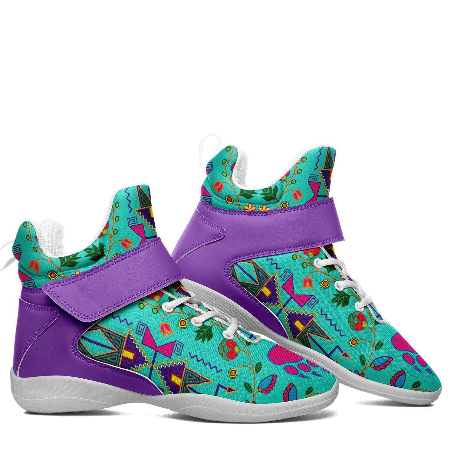 Geometric Floral Fall Sky Ipottaa Basketball / Sport High Top Shoes - White Sole 49 Dzine