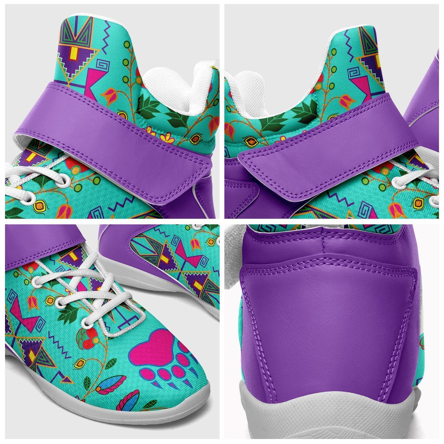 Geometric Floral Fall Sky Ipottaa Basketball / Sport High Top Shoes - White Sole 49 Dzine