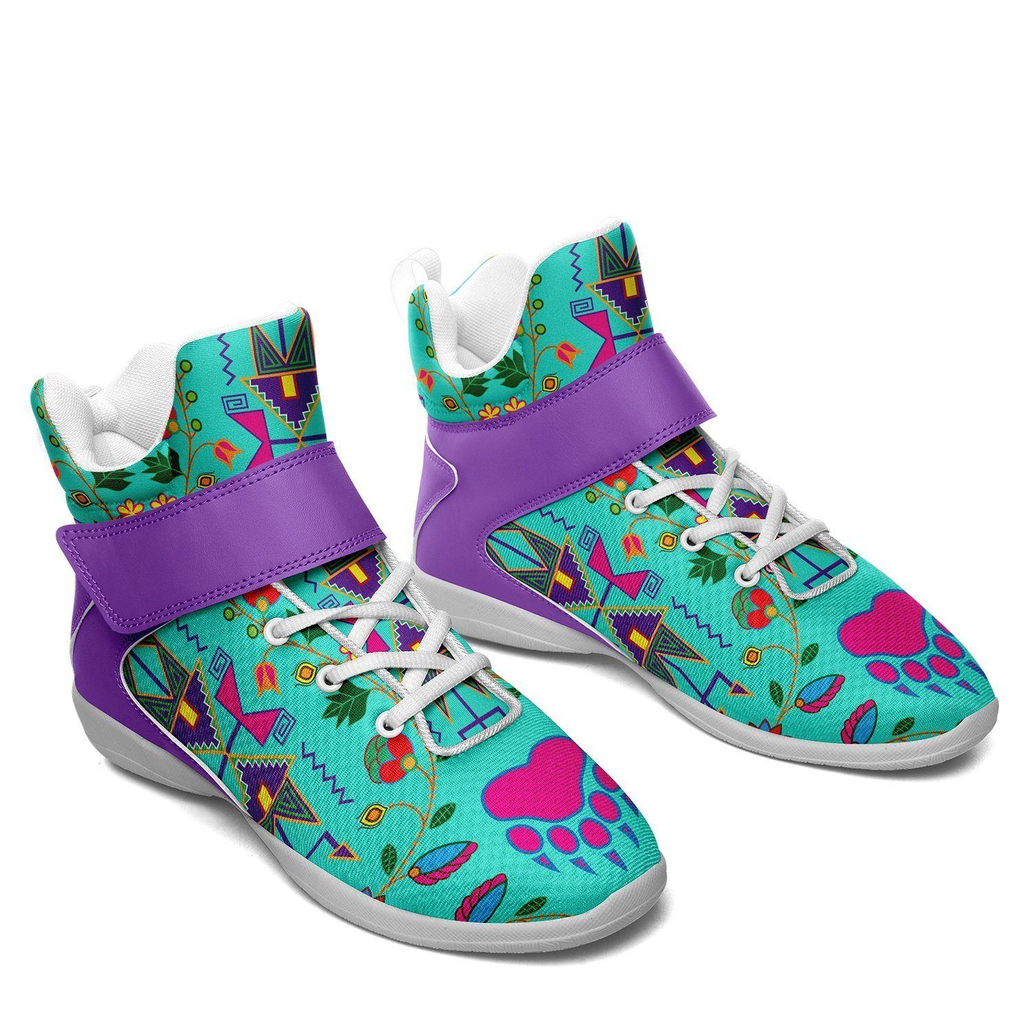 Geometric Floral Fall Sky Ipottaa Basketball / Sport High Top Shoes - White Sole 49 Dzine