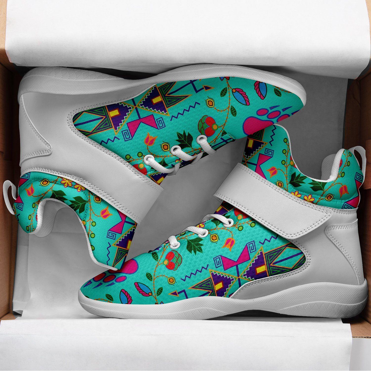 Geometric Floral Fall Sky Ipottaa Basketball / Sport High Top Shoes - White Sole 49 Dzine