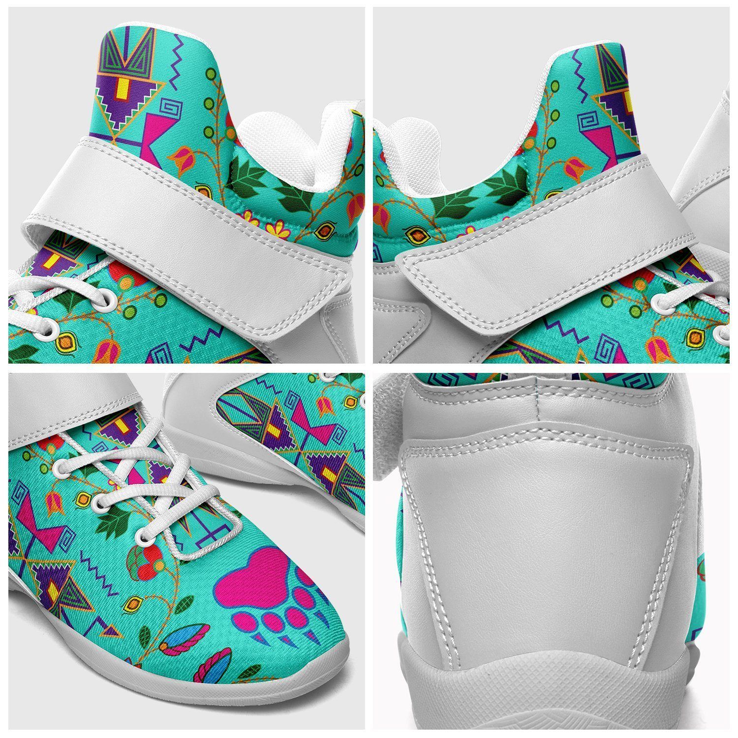 Geometric Floral Fall Sky Ipottaa Basketball / Sport High Top Shoes - White Sole 49 Dzine