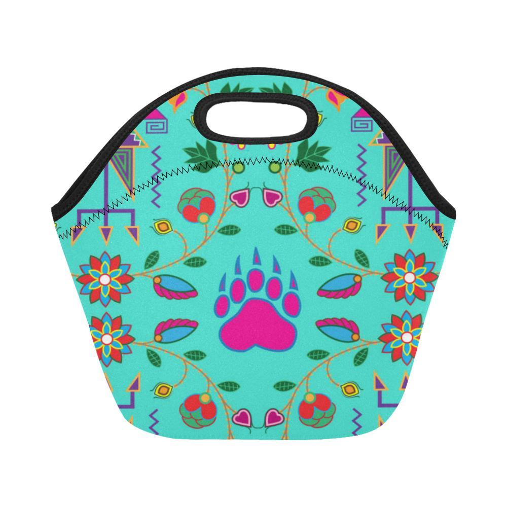 Geometric Floral Fall-Sky Neoprene Lunch Bag/Small (Model 1669) Neoprene Lunch Bag/Small (1669) e-joyer