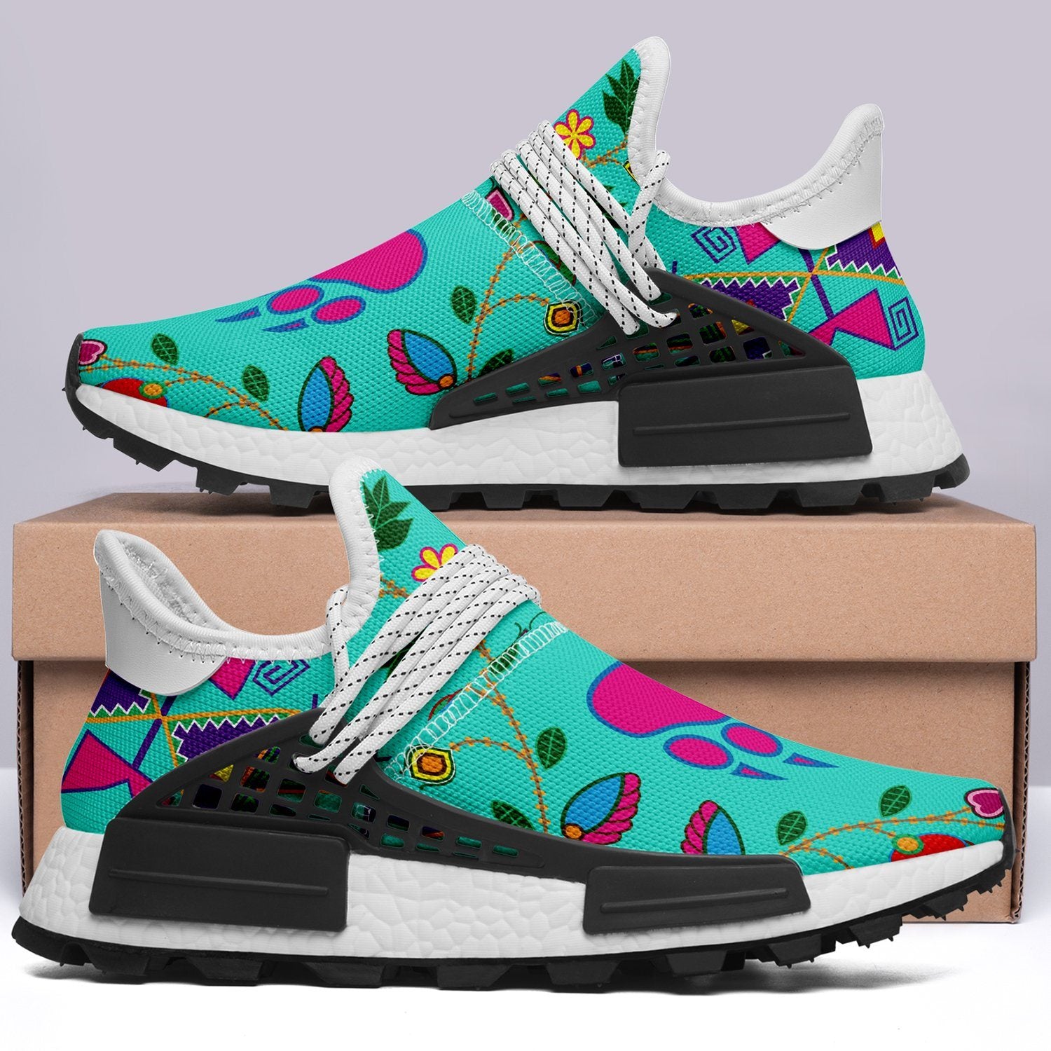 Geometric Floral Fall Sky Okaki Sneakers Shoes 49 Dzine