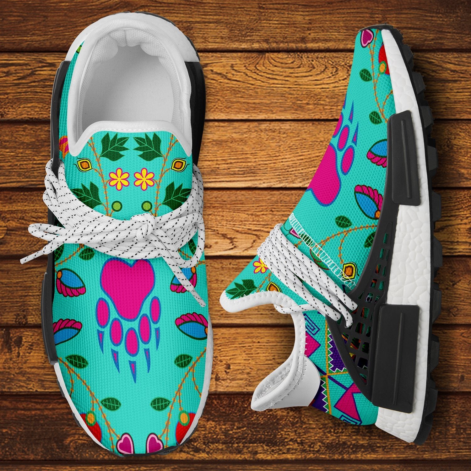 Geometric Floral Fall Sky Okaki Sneakers Shoes 49 Dzine