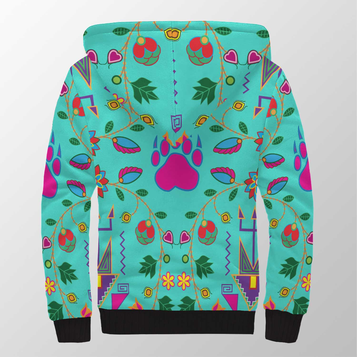 Geometric Floral Fall Sky Sherpa Hoodie 49 Dzine