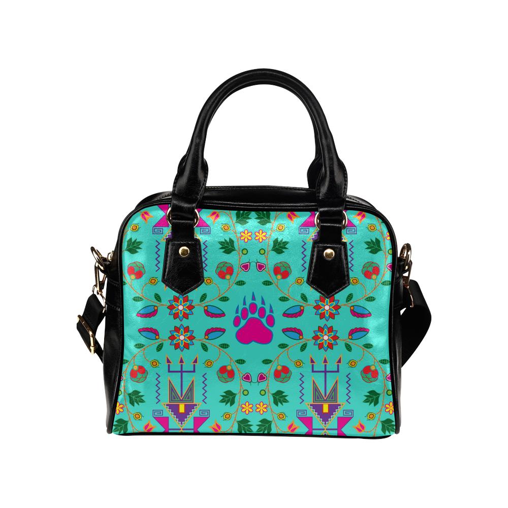 Geometric Floral Fall-Sky Shoulder Handbag (Model 1634) Shoulder Handbags (1634) e-joyer