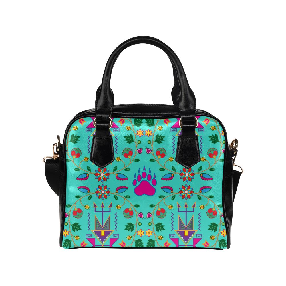 Geometric Floral Fall-Sky Shoulder Handbag (Model 1634) Shoulder Handbags (1634) e-joyer