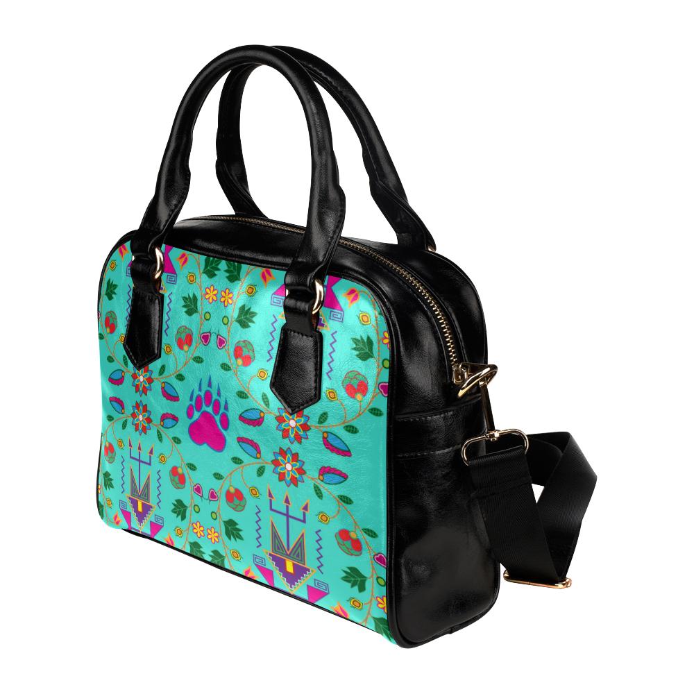 Geometric Floral Fall-Sky Shoulder Handbag (Model 1634) Shoulder Handbags (1634) e-joyer