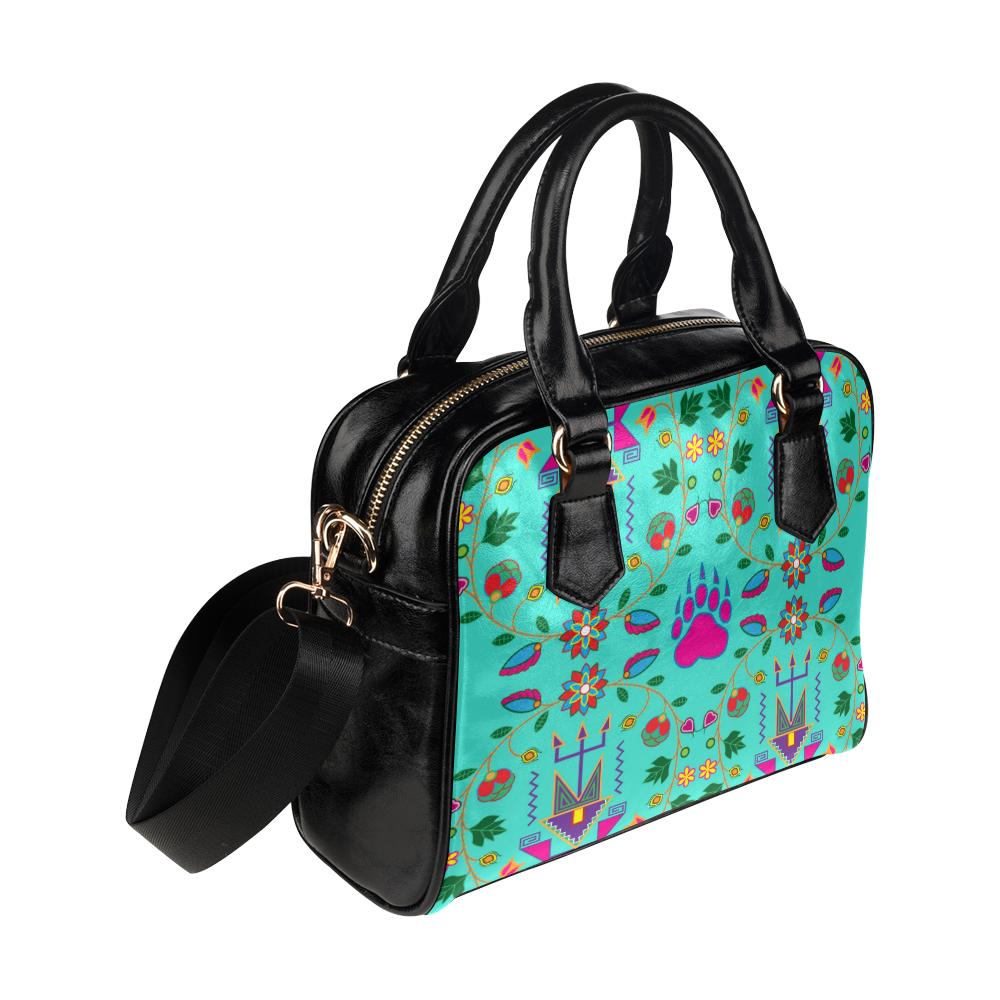 Geometric Floral Fall-Sky Shoulder Handbag (Model 1634) Shoulder Handbags (1634) e-joyer