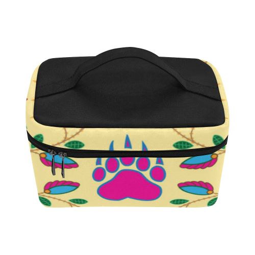 Geometric Floral Fall-Vanilla Cosmetic Bag/Large (Model 1658) Cosmetic Bag e-joyer