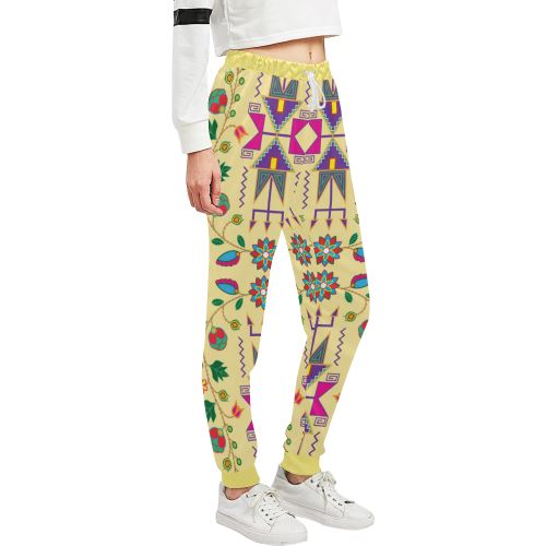 Geometric Floral Fall-Vanilla Women's All Over Print Sweatpants (Model L11) Women's All Over Print Sweatpants (L11) e-joyer