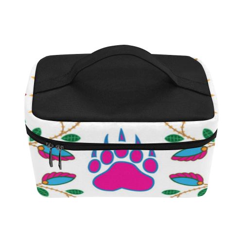 Geometric Floral Fall-White Cosmetic Bag/Large (Model 1658) Cosmetic Bag e-joyer