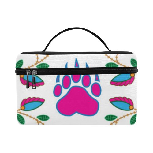 Geometric Floral Fall-White Cosmetic Bag/Large (Model 1658) Cosmetic Bag e-joyer