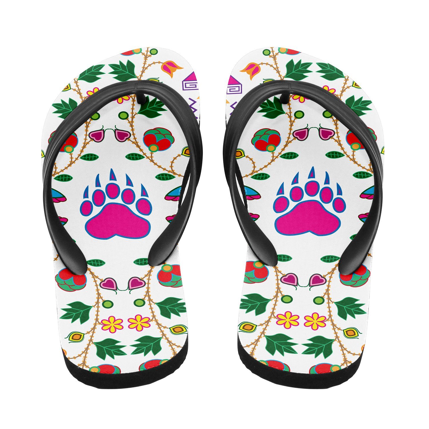 Geometric Floral Fall White Flip Flops 49 Dzine
