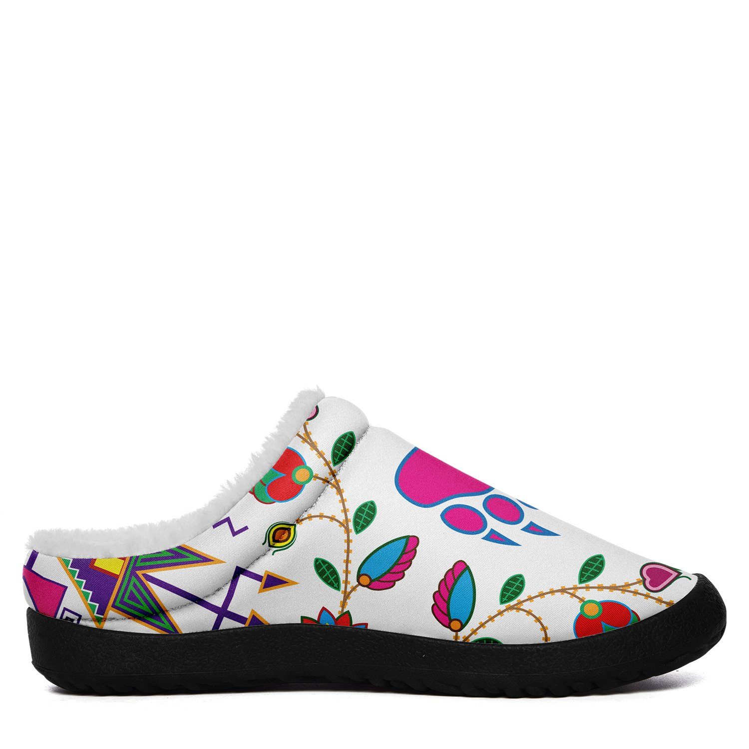 Geometric Floral Fall White Ikinnii Indoor Slipper 49 Dzine