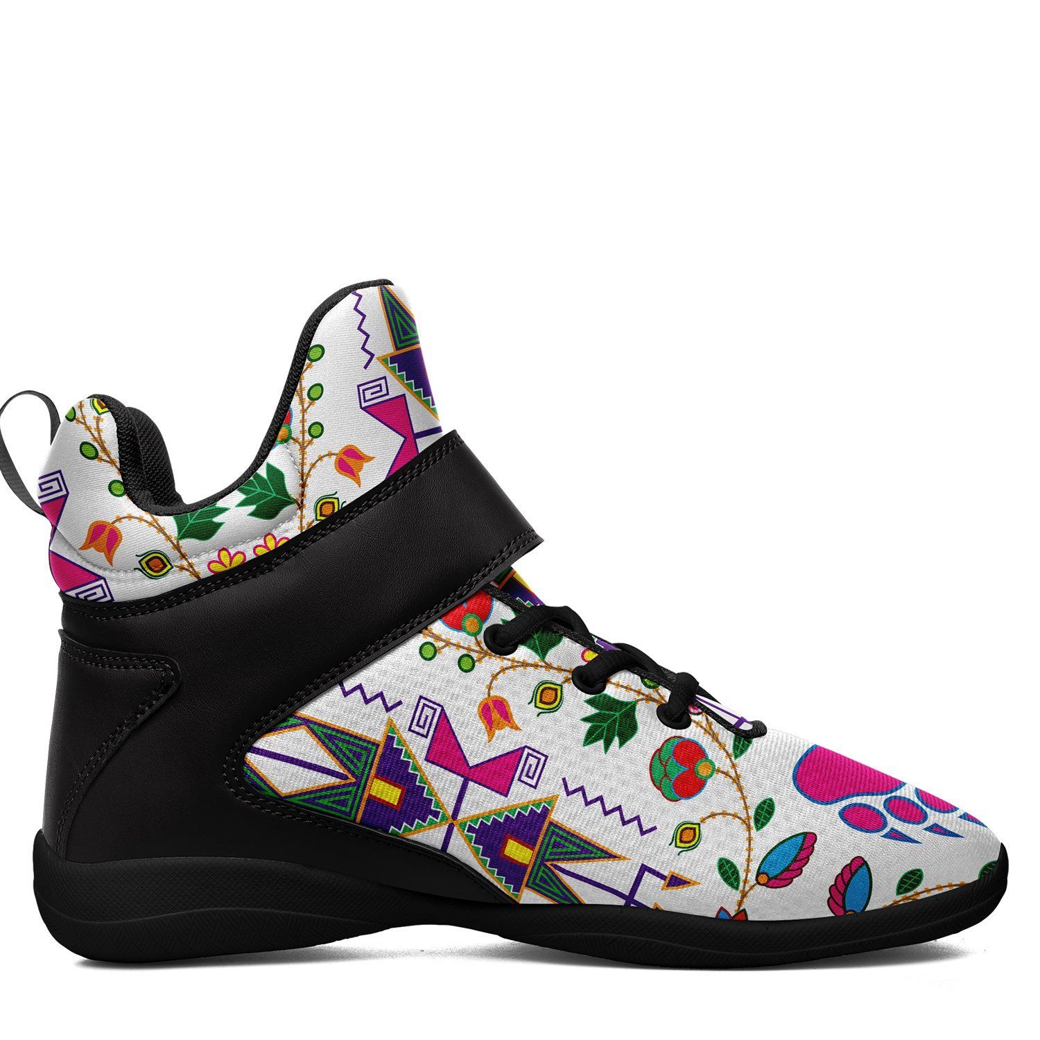 Geometric Floral Fall White Ipottaa Basketball / Sport High Top Shoes - Black Sole 49 Dzine 