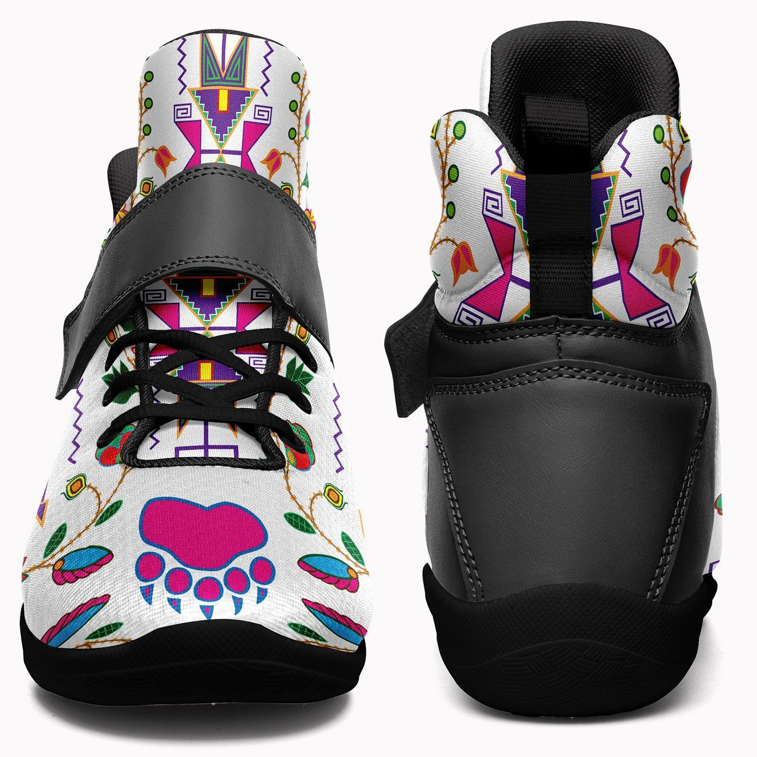 Geometric Floral Fall White Kid's Ipottaa Basketball / Sport High Top Shoes 49 Dzine 