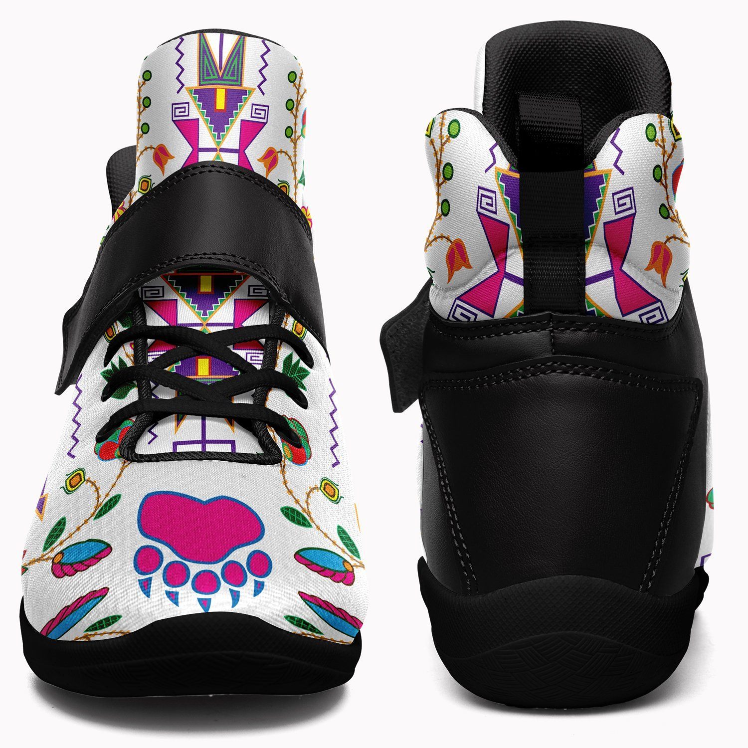 Geometric Floral Fall White Kid's Ipottaa Basketball / Sport High Top Shoes 49 Dzine 